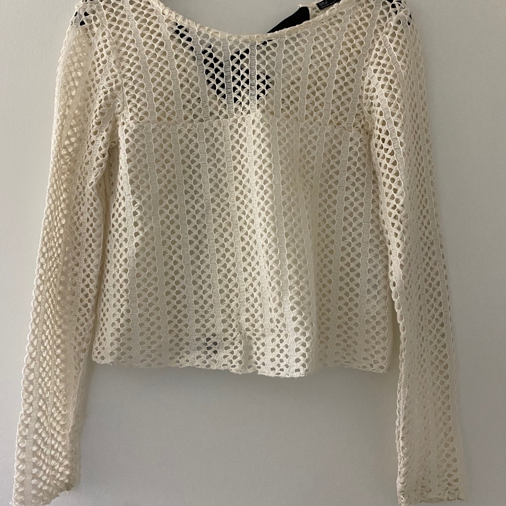 Zara cream top with bow detail